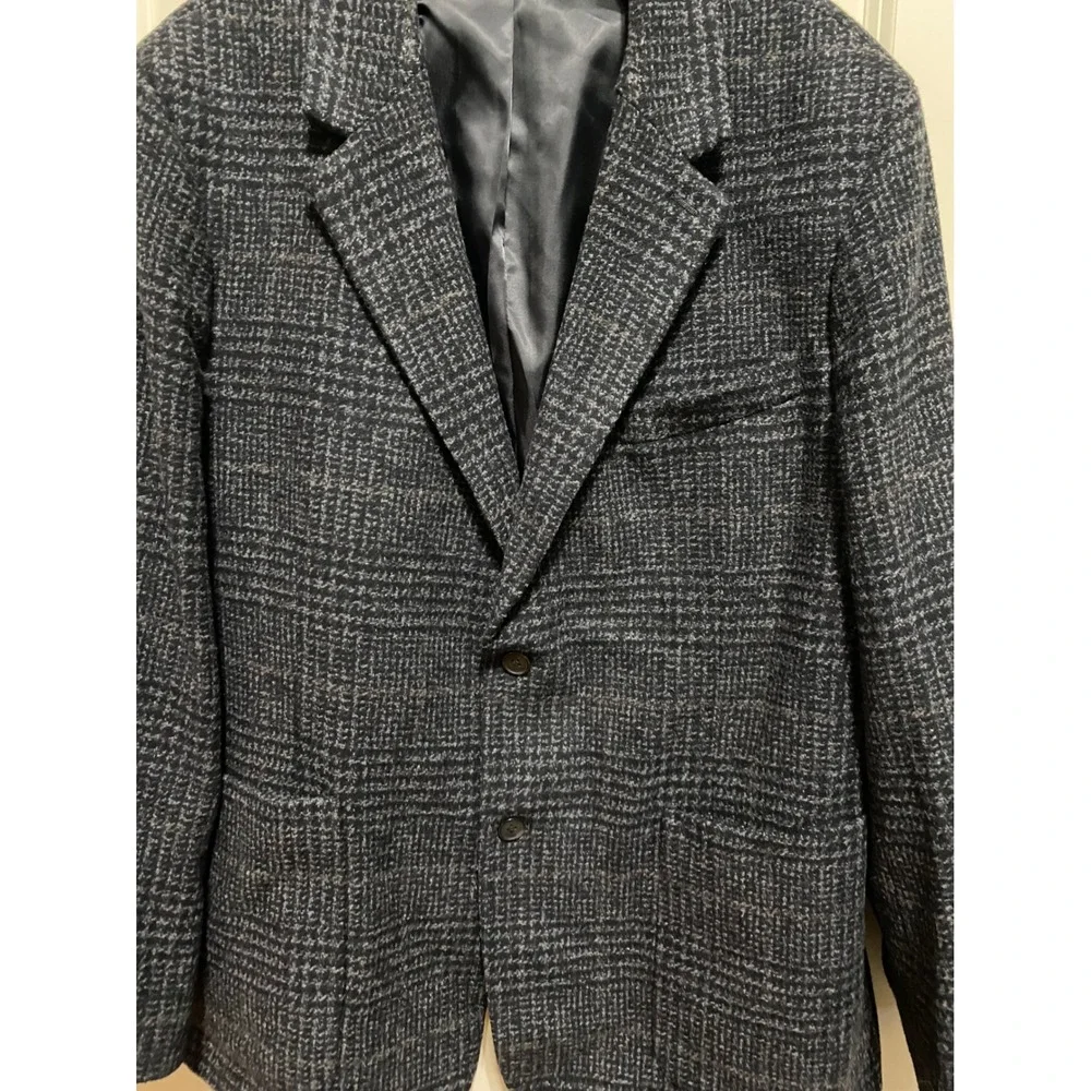 Banana Republic Tweed Blazer 48R Charcoal Wool Blend Sport‎ Coat Tailored